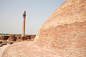 Stupa And Ashoka Pillar In Vaishali, Bihar, India