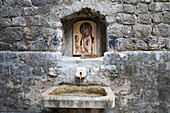 Icon Over Water Fountain, Kotor, Montenegro