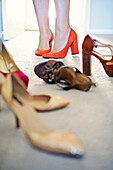 Woman choosing high heels