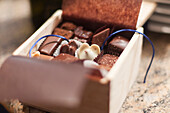 Close up of gift box of chocolates