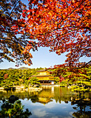 Gold Temple reflecting in still lake, Kyoto, Japan