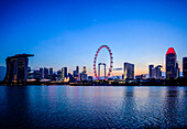 Singapore city skyline under sunset sky, Singapore, Singapore