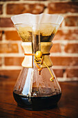 Close up of pour-over coffee maker