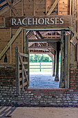 Racehorse sign over farm stable