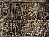 Detail of bas relief, Angkor Wat Archaeological Park, UNESCO World Heritage Site, Siem Reap, Cambodia, Indochina, Southeast Asia, Asia
