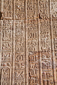 Hieroglyphs in the Hypostyle Hall, Temple of Horus, Edfu, Egypt, North Africa, Africa