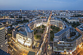 Panoramablick vom Kollhoff Tower auf Leipziger Platz, Berlin Mitte, Berlin, Deutschland
