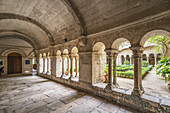 Cloister in Saint-Paul-de-Mausole abbey, asylum of Vincent van Gogh, St Romy de Provence, Bouches-du-Rhone, Provence-Alpes-Cote d’Azur, France