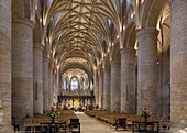 Interior looking East, Tewkesbury Abbey, Gloucestershire, England, United Kingdom, Europe