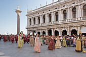 Medieval pageant in Little St. Mark's Square, Venice, UNESCO World Heritage Site, Veneto, Italy, Europe