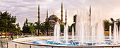 Blue Mosque Sultan Ahmed Mosque, UNESCO World Heritage Site, and fountain in Sultanahmet Park, Istanbul, Turkey, Europe