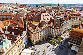 High angle view of buildings in Old Town Square, UNESCO World Heritage Site, Prague, Czech Republic, Europe