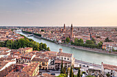 The view over Verona, UNESCO World Heritage Site, from Piazzale Castel San Pietro, Verona, Veneto, Italy, Europe