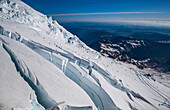 Crevasses on Mount Rainier National Park, Washington, USA.