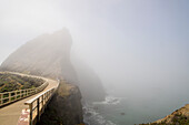 Foggy view of Point Bonita near Marin Headwall on Norhern California Coast