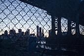 Manhattan Bridge, Skyline of Downtown with new World Trade Center, Manhattan, New York, USA