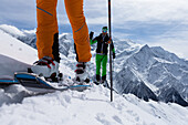 Skitourengeher am Le Brevent, Argentiere, Frankreich