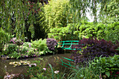 Claude Monet's Garden, the bridge over the lily pond, the inspiration for many of Monet's paintings, Giverny, Normandy, France, Europe