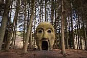 Silva capitalis, forest head sculpture, part of Kielder Water and Forest Park art trail, Northumberland, England, United Kingdom, Europe