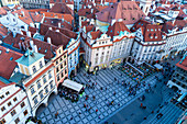 Looking down on Old Town Square, UNESCO World Heritage Site, Prague, Czech Republic, Europe