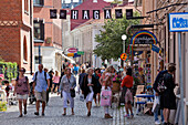 Shoppers along Haga Nygata in trendy Haga District, Gothenburg, West Gothland, Sweden, Scandinavia, Europe