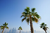 Blick von der Palm Jumeirah auf den Stadtteil Dubai Marina, Dubai, Vereinigte Arabische Emirate, VAE