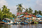 View of fishing boats on the Kumai River, Central Kalimantan province, Borneo, Indonesia, Southeast Asia, Asia