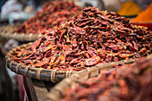Dried red chillies for sale at Pyin Oo Lwin Pyin U Lwin Market, Myanmar Burma, Asia