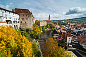 View over Cesky Krumlov and the Vltava River, UNESCO World Heritage Site, Czech Republic, Europe