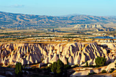 Rock-cut topography at Uchisar, UNESCO World Heritage Site, Cappadocia, Anatolia, Turkey, Asia Minor, Eurasia