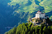 Scuol Tarasp Tarasp Castle Schloss Tarasp, Engadine, Graubunden, Switzerland, Europe