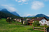 Alpine village, Scuol Tarasp, Engadine, Graubunden, Switzerland, Europe