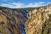 Artists Point looking towards Lower Falls, Grand Canyon, Yellowstone National Park, UNESCO World Heritage Site, Wyoming, United States of America, North America