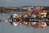 View over harbour and houses, Stocken, Orust, Bohuslan Coast, Southwest Sweden, Sweden, Europe