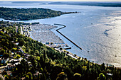Aerial view of Seattle marina, Washington, United States