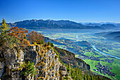 Kaiser range and valley of Inn, view from Kranzhorn, Kranzhorn, Chiemgau Alps, Upper Bavaria, Bavaria, Germany