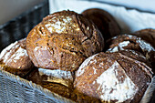 Delicious fresh dark bread, organic, from the bakery, Svaneke Brod, sourdough, Baltic sea, Bornholm, Svaneke, Denmark, Europe