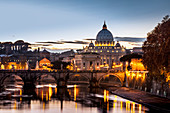 Saint Peter's Basilica, the world's largest church, at sunset, Vatican City, Italy