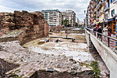 Contrast between new residential buildings and ruins, Thessaloniki, Greece