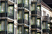 Art nouveau balconies, La Chaux-de-Fonds, a UNESCO World Heritage Site La Chaux-de-Fonds / Le Locle, Watchmaking town planning, Canton of Neuchâtel, Switzerland