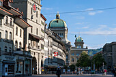 Zeitglockenturm und Bundeshaus, UNESCO Welterbestätte Altstadt von Bern, Kanton Bern, Schweiz
