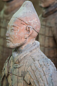 Bust of a Terracotta Warrior, Mausoleum of the first Qin Emperor, Xian, Shaanxi Province, China, Asia