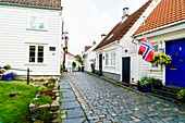 Old Stavanger Gamle Stavanger comprising about 250 buildings dating from early 18th century, mostly small white cottages, Stavanger, Rotaland, Norway, Scandinavia, Europe