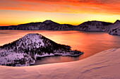 Winter sunrise Crater Lake National Park, Oregon