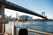 Binoculars at Brooklyn Bridge, New York City, New York, United States