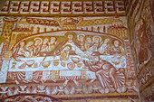 the last supper, meals shared by christ and his apostles, the religious frescoes in the saint-martin de vic church, classed historic thanks to george sand's efforts, george sand's black valley in the berry (36), france