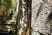 magical sator square of the first gnostics of rome, palindromic square of five letters forming words, oppede-le-vieux, vaucluse (84), france
