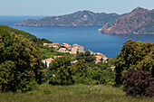 view of the village of piana, southern corsica (2a), france