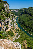 view from the la madeleine belvedere, nature reserve of the gorges of the ardeche, saint-remeze, ardeche (07), france