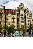 facade of a belle epoque building, cataluna square, san sebastian, donostia, basque country, spain